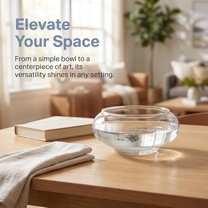 VOSAREA Clear Glass Fish Bowl 5.90 X 5.90 X 2.36 in Round Bubble Vase Hydroponic Bowl for Plants Desktop Glass Flowerpot Terrarium Small Fish Tank Wedding and Home Decor