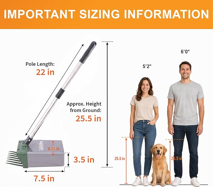Neater Pet Brands Lift N’ Bag 2.0 Dog Pooper Scooper with Bag Attachment & 22" Pole for Small to Large Dogs, New & Improved Design, 60 Refill Bags, Heavy Duty Dog Poop Scooper for Yard, One-Hand Use