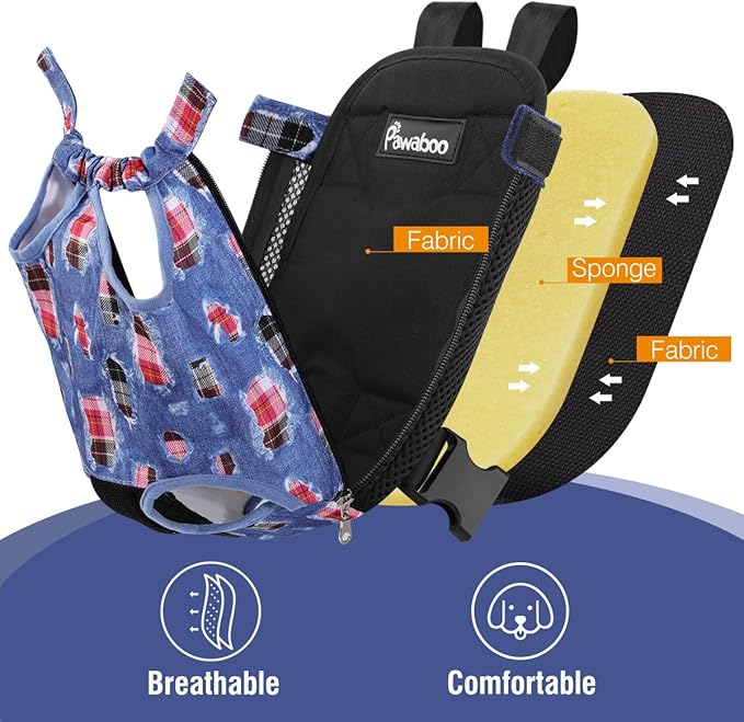 Pawaboo Pet Dog Carrier Backpack, Adjustable Pet Front Cat Dog Carrier Backpack Bag for Small Medium Dogs Cats Puppies, Legs Out, Easy-Fit for Traveling, S, Denim Blue