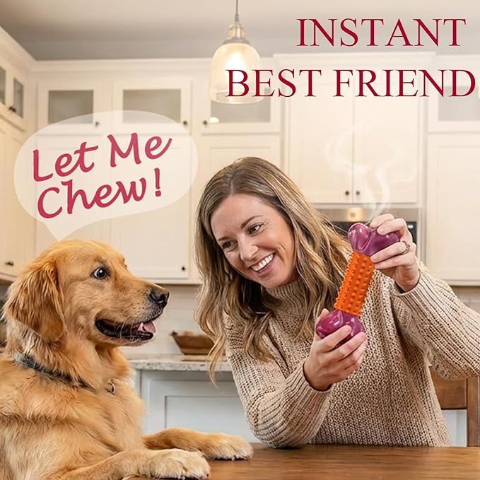 Apasiri 3-Pack Tough Dog Toys for Aggressive Chewers: Peanut Butter Flavored Long Lasting Dog Bones, Heavy Duty Nylon & Rubber Dog Chew Toys to Keep Them Busy, Medium & Large Breed, Orange