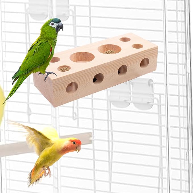 Bird Wooden Block Chewing Toy Parrot Chewing Toy Wood Toys Foraging Training for Small Animals Shredding Biting Wood Bird Cage Accessories Teething for Parakeets Cockatiels Conures Lovebird