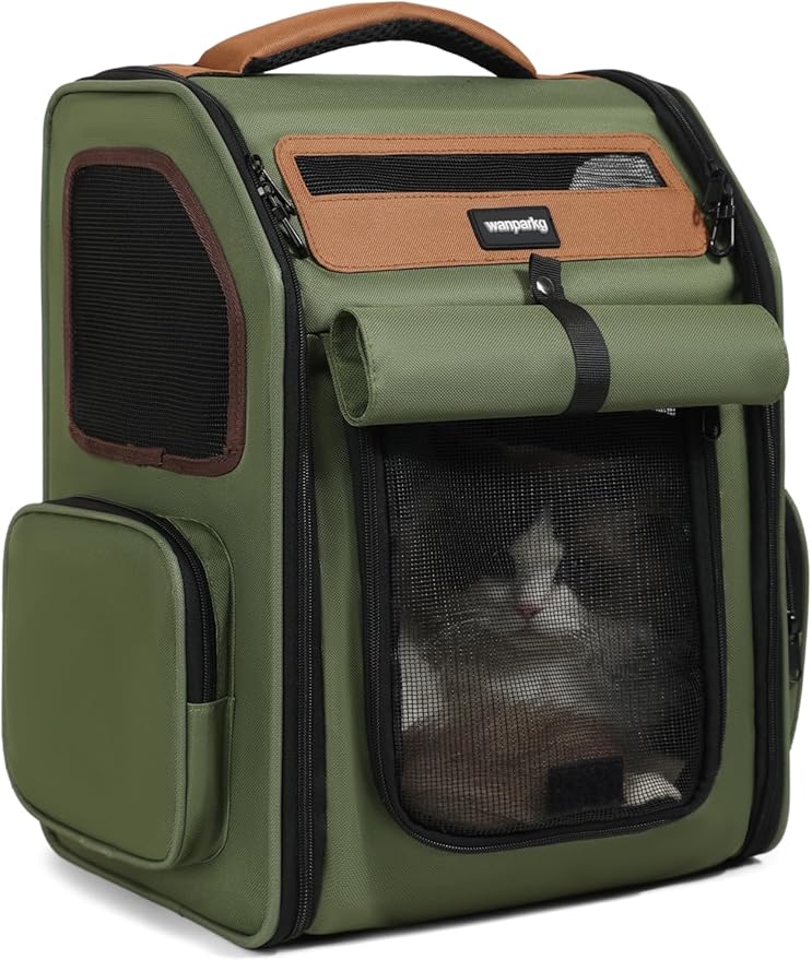 Cat Backpack Carrier, Super Breathable Cat Backpacks, Lightweight Cat Travel Backpack, Cat Carrying Backpack Suitable for Small Dogs Backpack Carrier (Green)