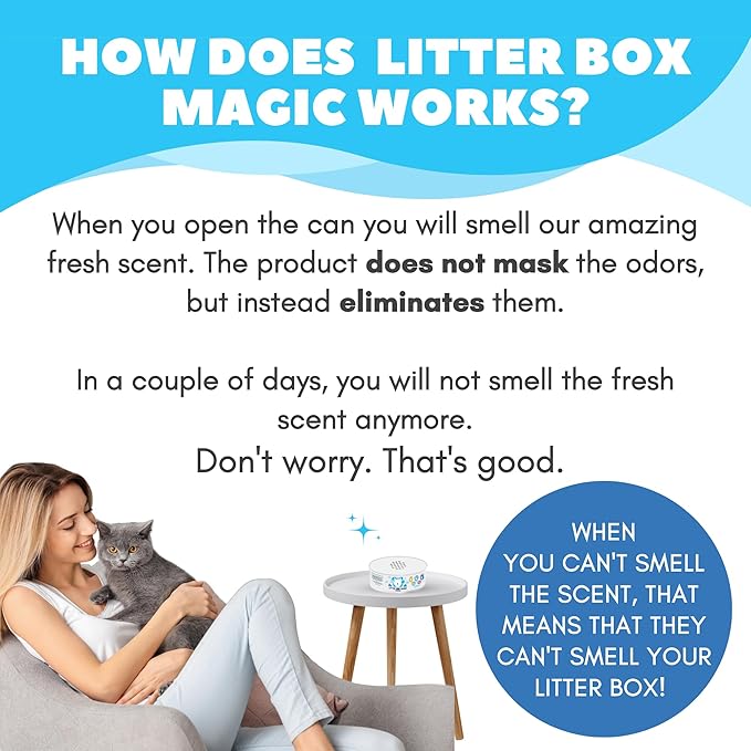 Litter Box Magic Cat Deodorizer Jar (16 Oz, Pack of 3) Fresh Scent - Air Freshener for Pet Smells from Litter Box - Odor Removing Litterbox Gel In A Jar - Odor Eliminator to Freshen Air