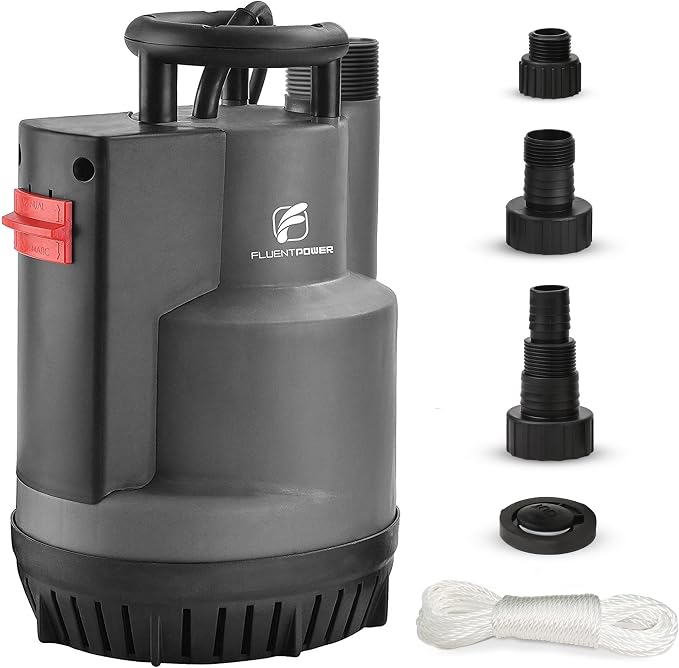 1/2 HP Submersible Sump Pump 2500 GPH, Automatic/Manual Utility Water Pump with Integrated Float Switch, 16.4 ft Cord for Pool Pond Basement Flood Draining