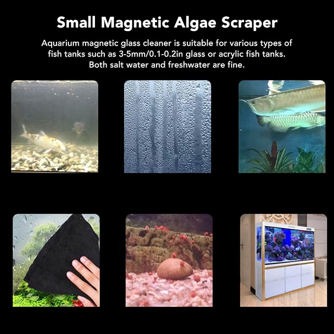 Small Aquarium Glass Cleaner, efficient Watercolor Scraper, Universal Magnetic Scraper, Ergonomic Smart Shape for Aquarium