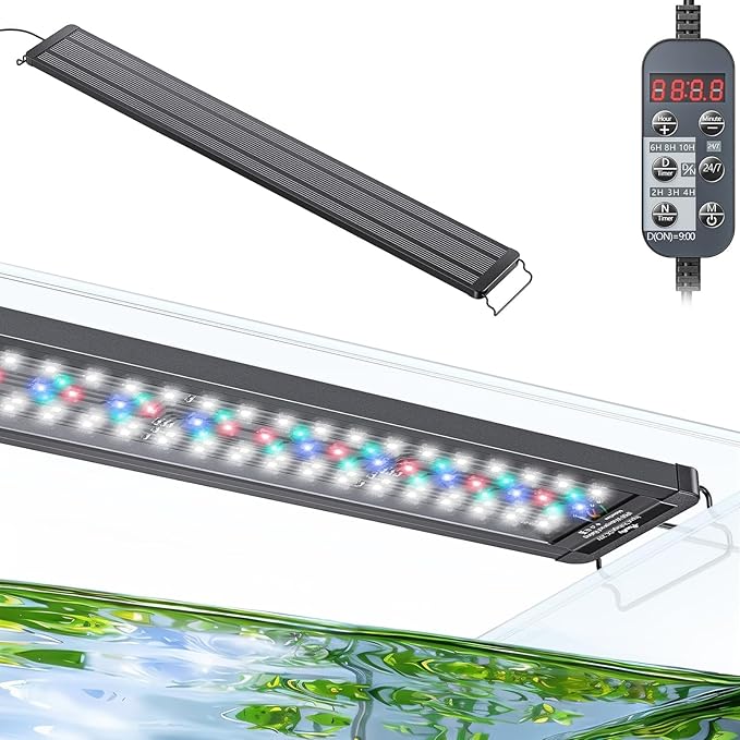 Pawfly 38 W Aquarium LED Light for 36" to 48" Tanks 24/7 Extendable Fish Tank with Full Spectrum IP68 Waterproof Light with D/N Mode Single Color Effects Timer and Adjustable Brightness