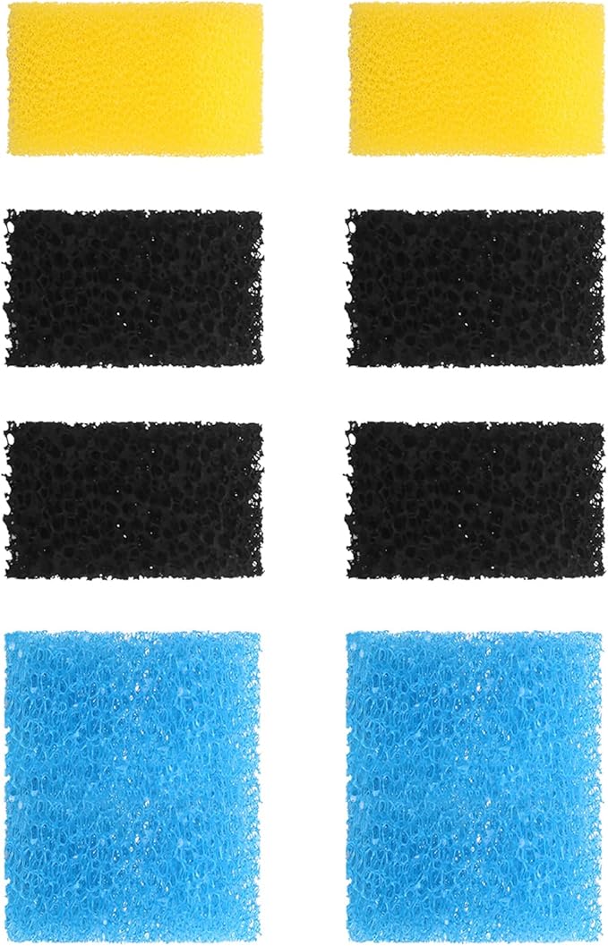 AquaMiracle Aquarium Filter Replacement Sponge, Fish Tank Filter Replacement Parts, Including 2 x Coarse Sponge, 2 x Fine Sponge & 4 x Carbonized Sponge, for 10-40 Gallon (for Model: HCF-311F)