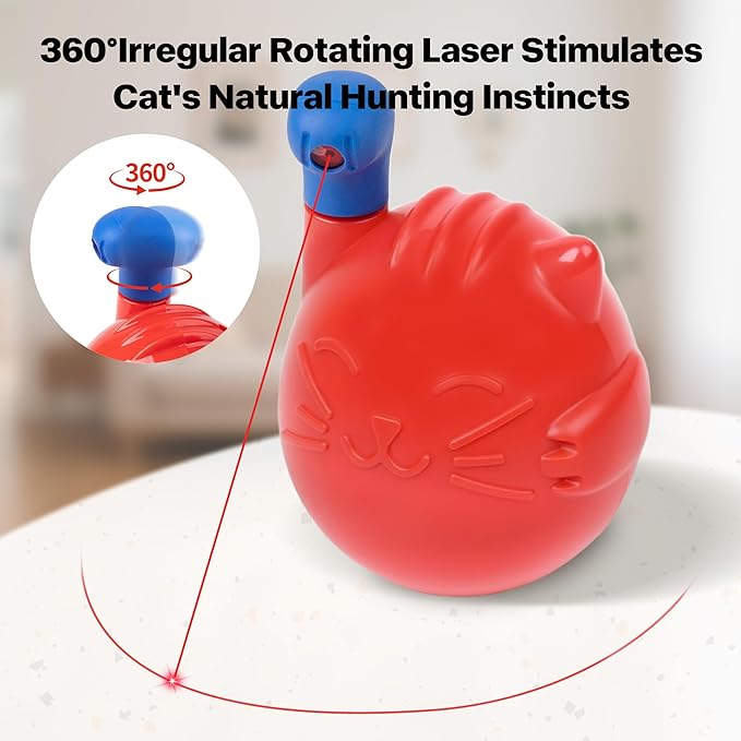 Pet Prime Cat Laser Toy 360° Random Rotation Cat Laser Pointer Toy Rechargeable Automatic Interactive Cat Toy for Bored Indoor Cats/Kittens Self Play