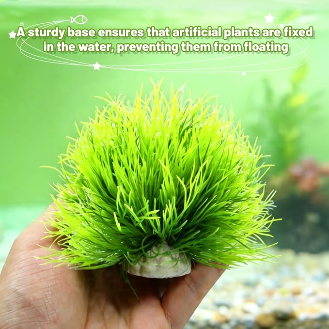Biaungdo 2 Pcs Artificial Fish Tank Plants, Green Aquarium Plants Decor | Silk Aquarium Plants, Small Plastic Fish Tank Accessories, Natural Style Mini Grass Set Artificial Aquarium