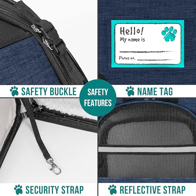PetAmi Expandable Dog Backpack Carrier for Cats & Pets, Breathable Cat Carrier Backpack with Top Window & Multi-Entry, Ventilated Foldable Travel Carrier for Small Medium Pets up to 18 lbs, Navy