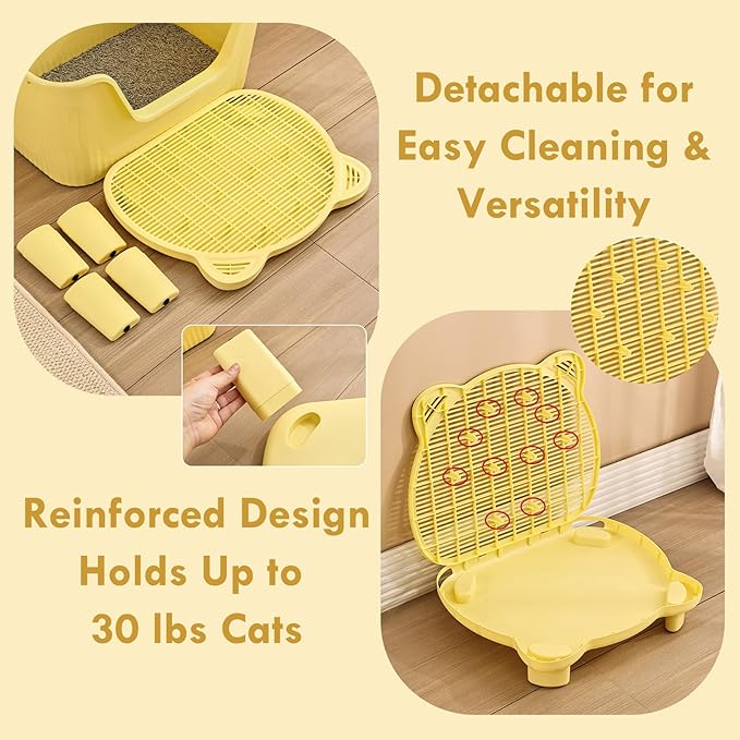 SpaceTime Cat Litter Mat Litter Trapping Mat,20.08"x15.94"x3.54"Large Dual-Layer Cat Litter Box Mat for Kitty,Floor Protection,Waterproof Urineproof(Yellow)