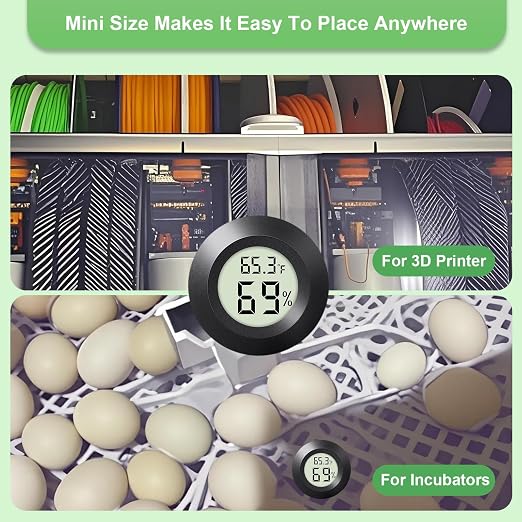 2-Pack Mini Hygrometer Indoor Humidity Meter Digital Thermometer | Small Digital LCD Monitor Thermometer Temperature Gauge Humidity Sensor (℉) or (℃) for Reptile Thermostat, Jars