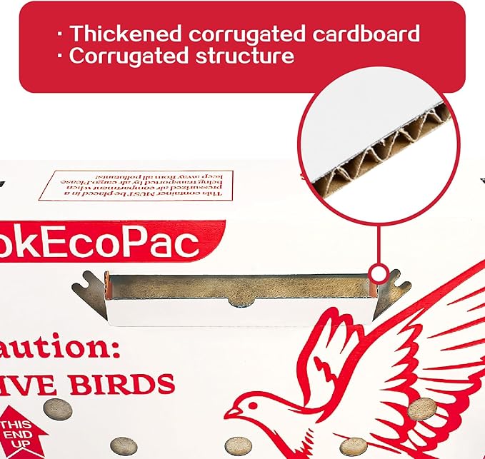 12 Pack Single Live Bird Shipping Boxes, Live Chicken Shipping Boxes, Poultry Shipping Boxes has Ventilation Openings, Cardboard Pet Carrier for Chicken, Bird, Duck, Pigeons, Canaries 17.7x7.8x11.8 in