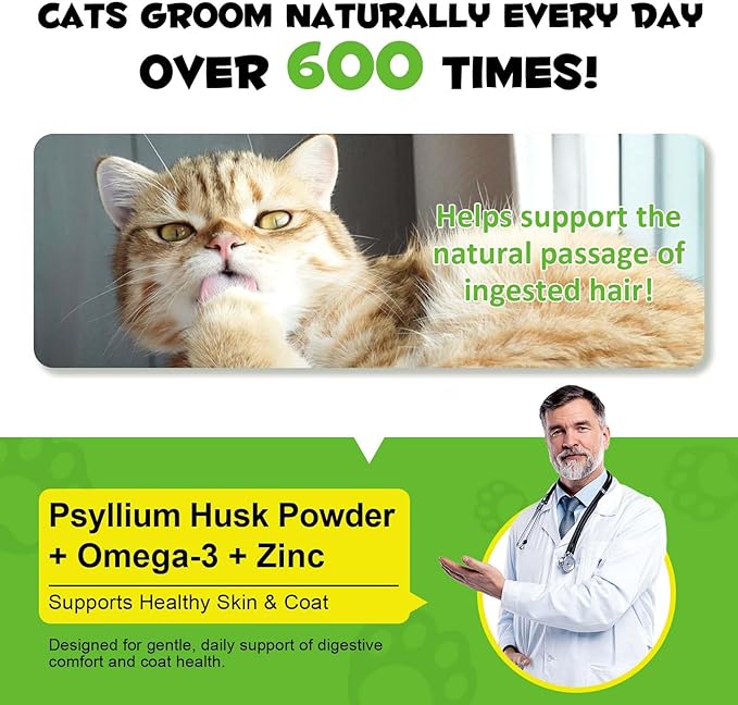 Cat Hairball Remedy-Hairball Treatment for Cats Hairball Treats for Cats Furball Treatment Omega-3 and Fiber Supplement Vitamins for Digestion, Chicken (30-Day Supply) (200G)