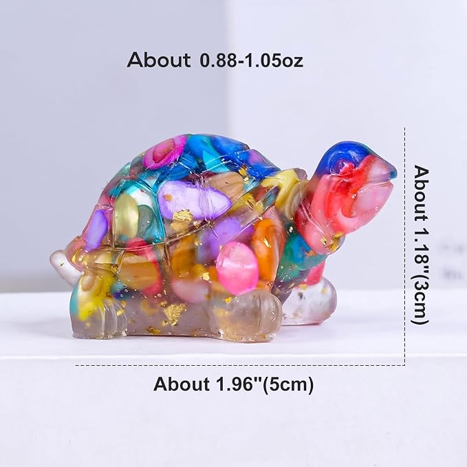 8PCS Crystal Turtle Figurine Set for Teens- Handmade Sea Turtle Resin Decor for Home, Office & Fish Tank, Healing Crystal Animal Statues for Desk, Shelf or Meditation Space Gift