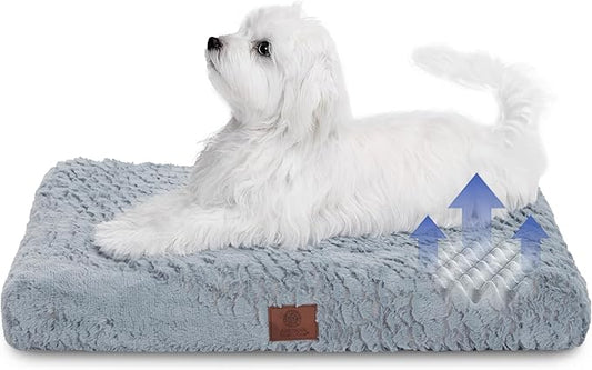American Kennel Club Orthopedic Memory Foam Dog Crate Mat, Egg Crate Foam Cushion, Washable Cover, Non-Slip Base, Eases Joint Pain, Breathable, Durable, 24x19, Gray