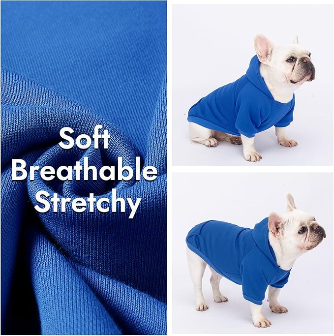 2 Pack Dog Hoodie Warm Hood Dog Sweater Cold Weather Small Dogs Sweatshirt Comfort Pet Clothes for Small Medium Dogs with Pockets (Dark Blue+Grey, M (Back: 11.4",Chest: 16.9", 5.8-8.8 lbs))