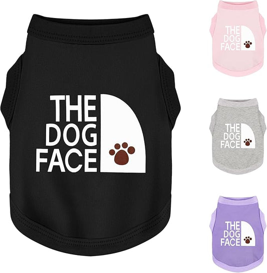 Personality Canine Attire: Soft, Lightweight Cotton Dog Clothes with 'The Dog Face' Print. Small and Medium Breeds, Perfect for Everyday Wear, Comfortable and Breathable Pet Shirt Black XXS