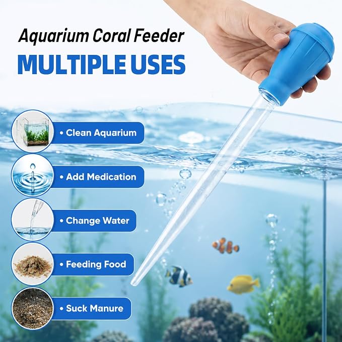 FISORAS Aquarium Gravel Cleaner with Waste Remover Dropper & Cleaning Brush | Suitable for Betta Fish Tank Water Changer, Wash Sand