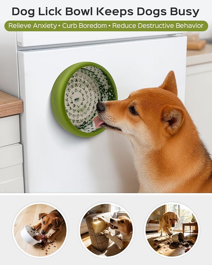 Dog Lick Bowl for Dogs, Lick Mat, Slow Feeder Lick Bowl with Strong Suction, BPA-Free Silicone, Freeze Licking Bowl for Anxiety Relief, Enrichment & Distraction, Dishwasher Safe