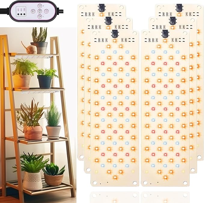 Rocoking Grow Light,Ultra-Thin Panel Grow Lights for Indoor Plants,474LEDs Full Spectrum Grow Lights for Under Cabinet Plant, Grow Lamp with 4/8/12H Timer,10 Dimmable Levels for Plants Growing (6pcs)