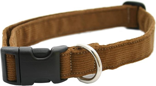 Hemp Corduroy Dog Collar - No Pattern (1/2" Extra Small, Bronze)