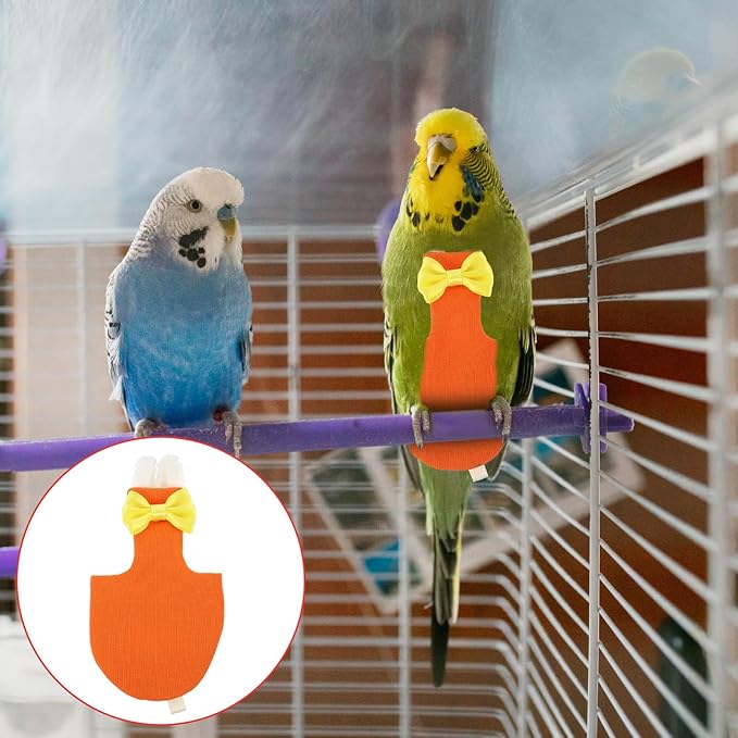 DOITOOL Parrot Flight Suit Diaper Bird Clothing Liner Orange Small Size Outdoor Conure Parakeet Diapers for Large Birds