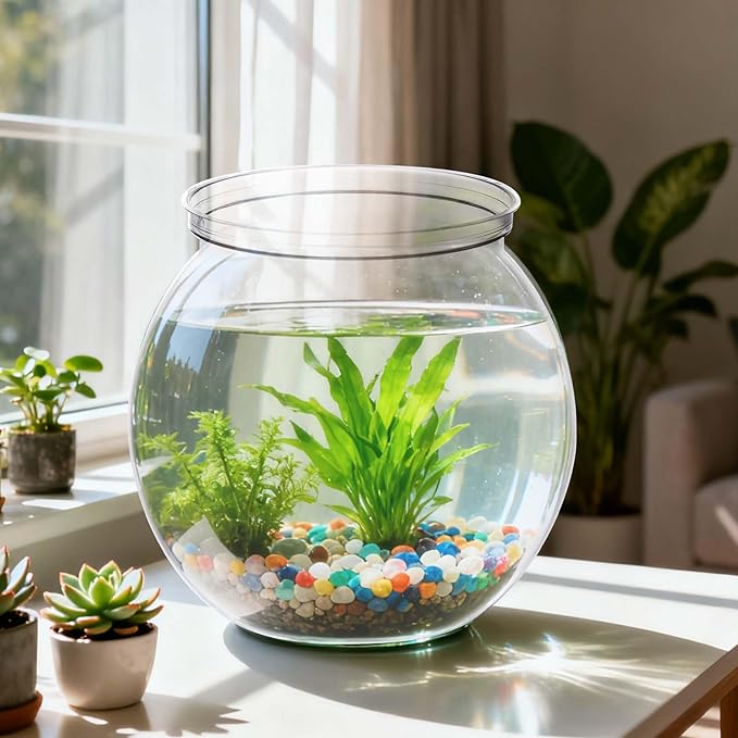 Mini Plastic Fish Bowl 27 oz Decorative Small Fishbowl Durable, Unbreakable Fish Bowl for Centerpiece Vases, Party Decorations