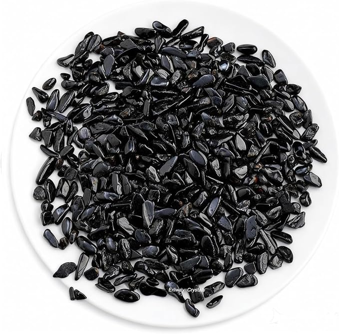 Erliway Black Tourmaline Crystal Chips Bulk for Vase Filler, 0.5 lb 7-9 mm | Natural Crushed Crystal Stone for Spell Jar, Aquarium Gravel, Reiki Healing Meditation, Jewelry Making, Resin Art, Home Décor