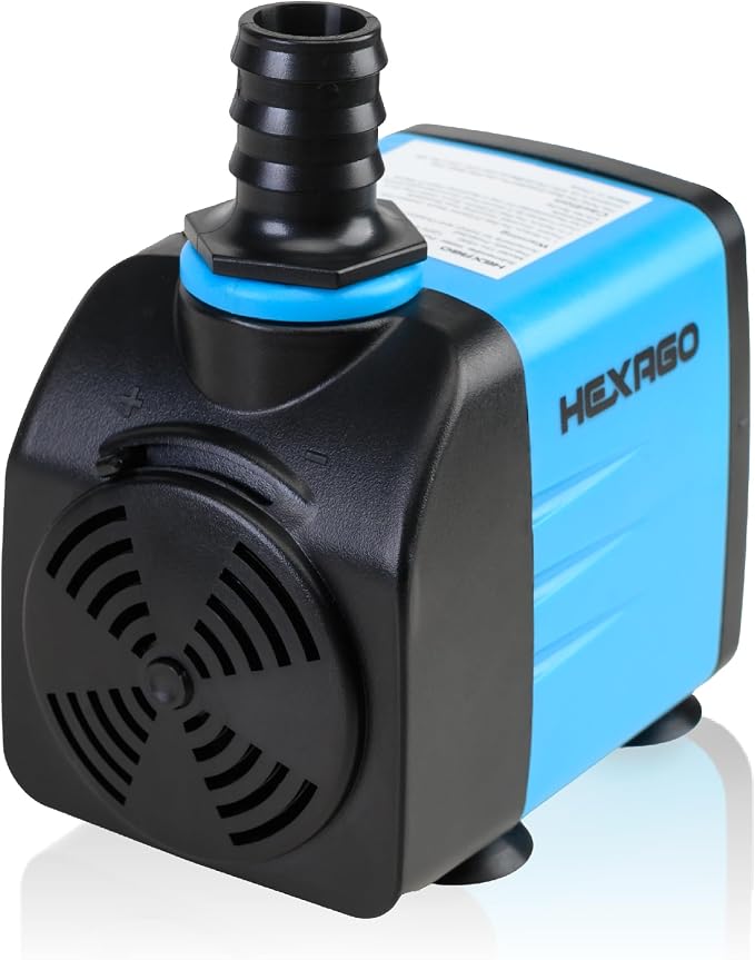 Hexago 400GPH Submersible Pump, Ultra Quiet Water Fountain Pumps with 8FT High Lift, 6FT Power Cord, 3 Nozzles, Durable Water Pump for Fish Tank, Pond Fountains, Aquarium, Statuary and Hydroponics