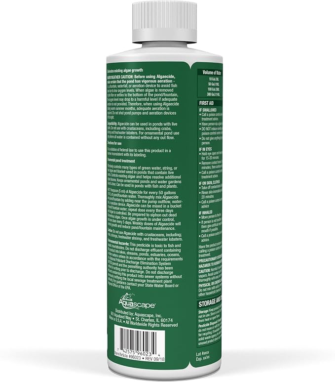 Aqauscape Algaecide for Pond, Waterfall, and Water Features, 16-Ounce, 96023