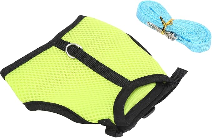 Pet Mesh Traction Harness Chest Back Leash Rabbit Guinea Pig Supplies Mesh Comfortable Adjustable Small Pets (Fruit Green)