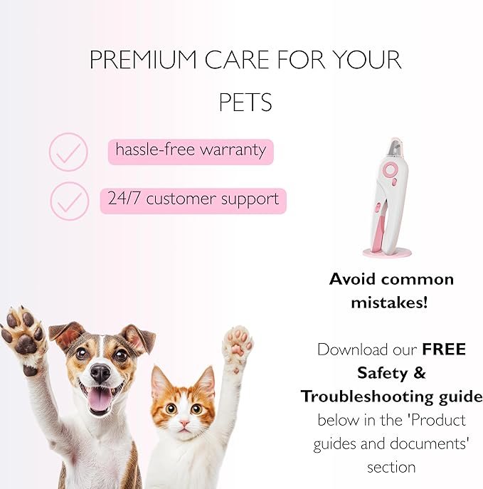 4-in-1 Dog Nail Clippers with Light - Safe Pet Nail Trimmer for Dogs & Cats, All Breeds - Sharp Stainless Steel Blades, Nail Catcher & File for Easy Home Grooming