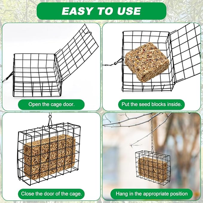 2Pcs Outdoor Suet Cage Bird Feeder, Suets Hanging Bird Feeder fo Attracting Birds, Single Suet Cake Capacity, Fruit Holder Style for Garden Yard Outside Hanging