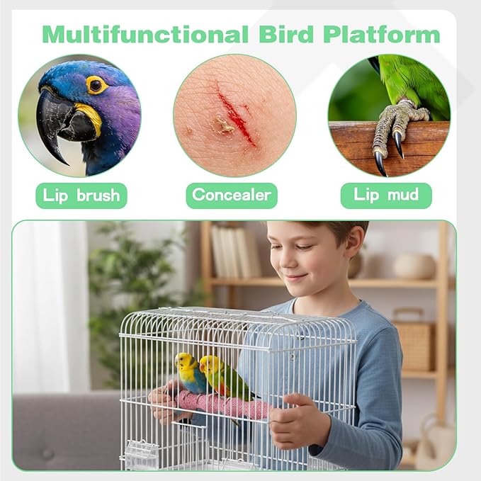 2pcs Bird Beak Grinding Stone, Parrot Stand Nail Trimming Stick Anti-Slip Parakeet Cage Accessories Platform Foot Claws Trimmer Chewing Parrot Toys for Parakeets Cockatiels Hamsters (Pink, Green)