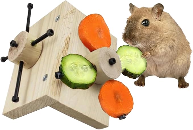 Mouse Rat Enrichment Toys, Rat Foraging Toy, Rat Toys for Pet Rats in Cage, Guinea Pig Treats Feeder, Food Dispenser for Rodents Mouse Syrian Hamster Gerbil Bunny, Puzzle Accessories (S, Wood)