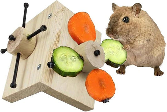 Mouse Rat Enrichment Toys, Rat Foraging Toy, Rat Toys for Pet Rats in Cage, Guinea Pig Treats Feeder, Food Dispenser for Rodents Mouse Syrian Hamster Gerbil Bunny, Puzzle Accessories (S, Wood)