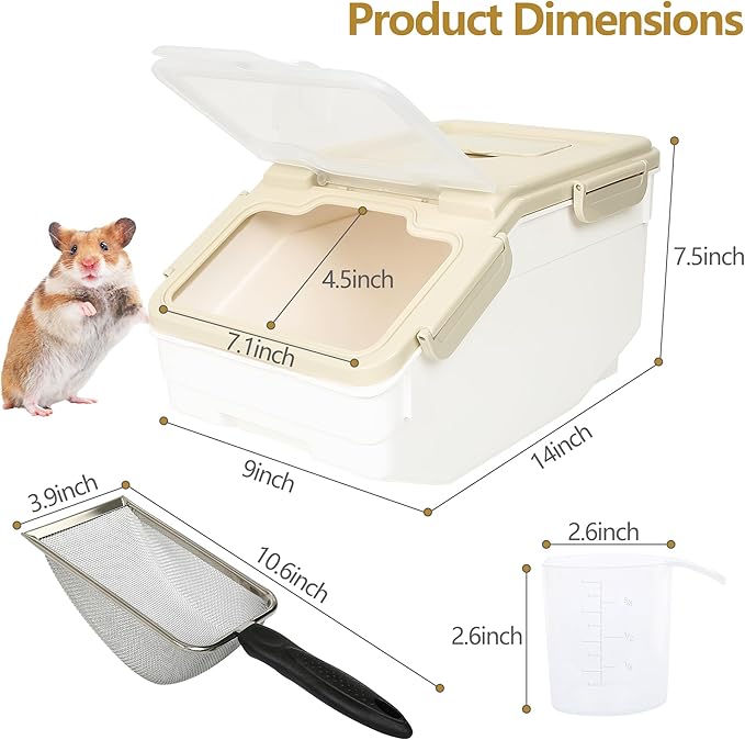 IOKHEIRA Extra Large Chinchilla Sand Bath Kit - Plastic Dust Bath House with Sand Cup & Shovel, Pet Shower Room for Hamster Hedgehog Guinea Pig Squirrel & Small Animals (White)