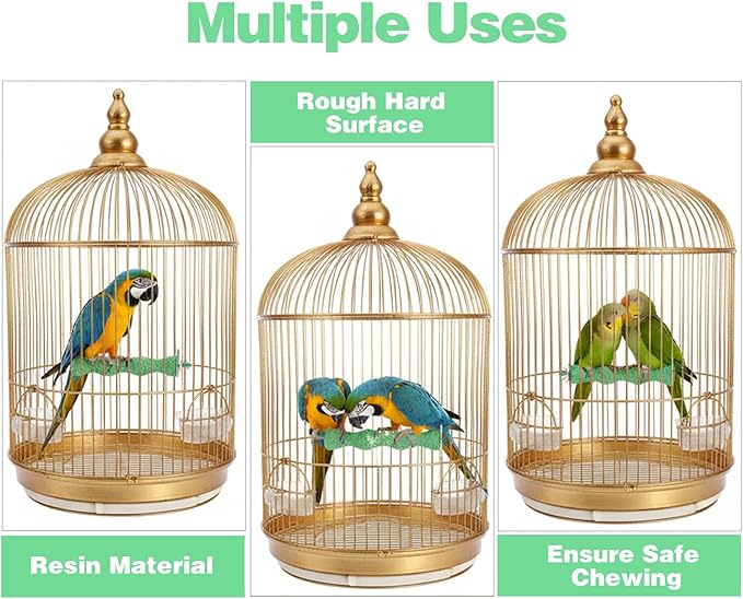 2pcs Bird Beak Grinding Stone, Parrot Stand Nail Trimming Stick Anti-Slip Parakeet Cage Accessories Platform Foot Claws Trimmer Chewing Parrot Toys for Parakeets Cockatiels Hamsters (Pink, Green)