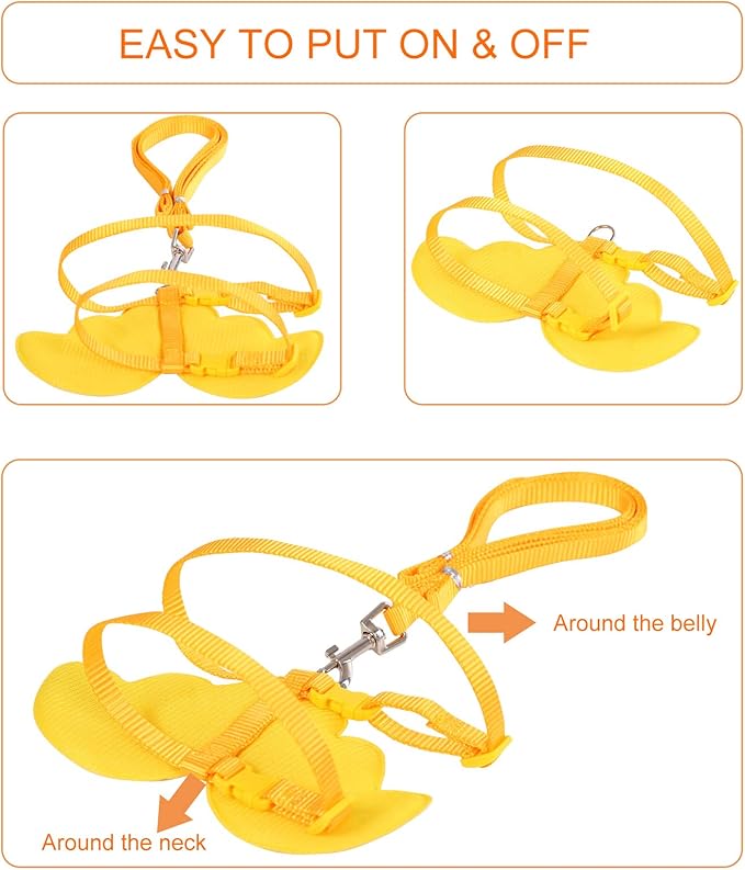KAMA BRIDAL Duck Walking Harness and Leash Chicken Duck Outdoor Training Rope Adjustable Rope for Pet Poultry Hen Cock (S, Yellow)