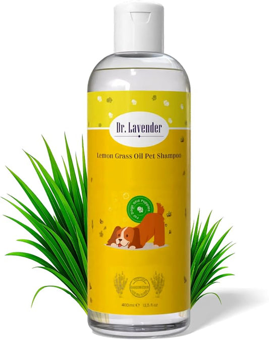 Dr. Lavender Deodorizing Dog Shampoo for Smelly Dogs - Natural Lemongrass Oil Pet Wash - Antifungal & Deep Cleansing for Oily Coats - Organic Odor Eliminator & Itch Relief - Safe for Puppy & Cat