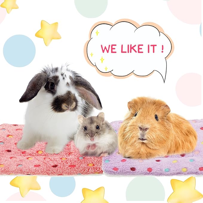 Jetec 3 Pcs Bunny Guinea Pig Beds Soft Bunny Mats Warm Guinea Pig Mat Small Animal Bed Pads Fleece Sleeping Pads for Indoor Rabbit Hamster Squirrel Hedgehog Chinchilla(Fleece,Dots,Red)