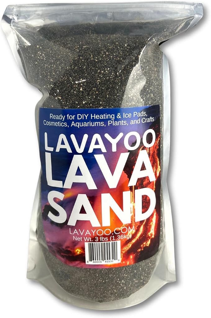 Real Lava Sand - Screened, Washed, Dried and Sanitized - Great for Heating Pads, Cooling Pads, Crafts, and Aquariums (3 lb Bag)