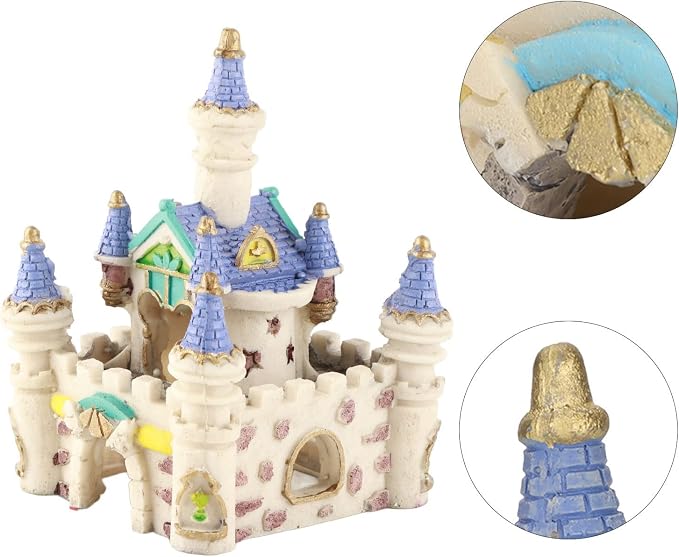 Aquarium Resin Castle Decoration, High Simulation Roman Castle Ornament for Fish Tank, Lifelike Aquatic Hideout with Safe Non - Resin for Freshwater and Saltwater