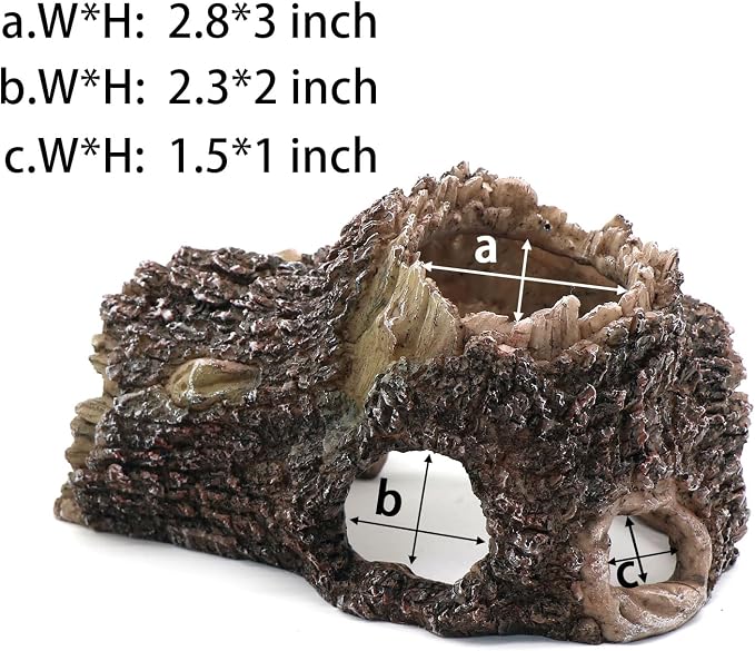 relaqcc Tree Trunk Cave Aquarium Decoration Reptile Cave Climb Hideout Hideaway, Betta Log Resin Wood House Fish Tank Decorations for Betta Fish, Shrimp, Lizards, Leopard Gecko