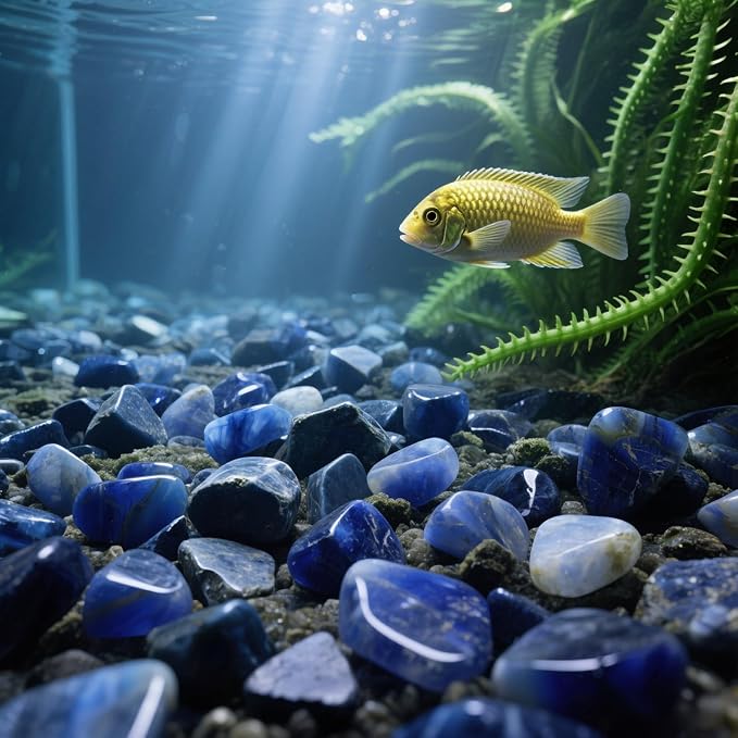 Aquarium Gravel 0.96LB Vase Filler Home Decor Fish Tank Crushed Stones Natural Pebbles Succulent Rocks Polished Irregular Shaped Bulk - Blue