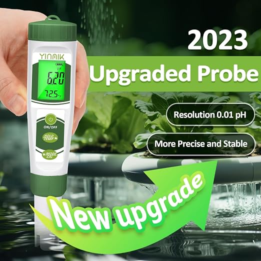 pH EC Meter for Water Hydroponics, Digital PPM Meter for Nutrients | Measure pH PPM Conductivity Temperature of Hydroponic Base Water and Nutrients, EC pH TDS Meter for Water, Aquarium, Pool