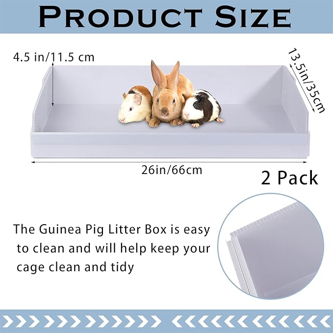 Geelin 2 Pack 26" x 13.5" Corrugated Plastic Cage Liners Base 1 x 2 Panel Size Guinea Pig Cage Liner for Guinea Pigs Hedgehogs Rabbits Applied with C&C Cages, White