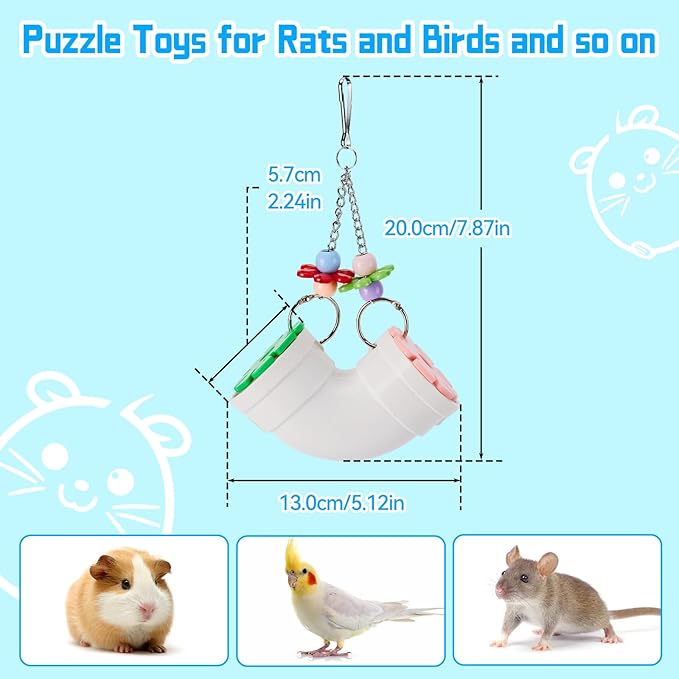 AOWPFVV Rat Enrichment Toys, Rat Foraging Toy for Various Treats, Slow Feeder Hanging Fancy Mice Cage Accessories Puzzle Toy More Healthy, Easy-Clean Rodent Toys for Rats, Mice or Parakeets