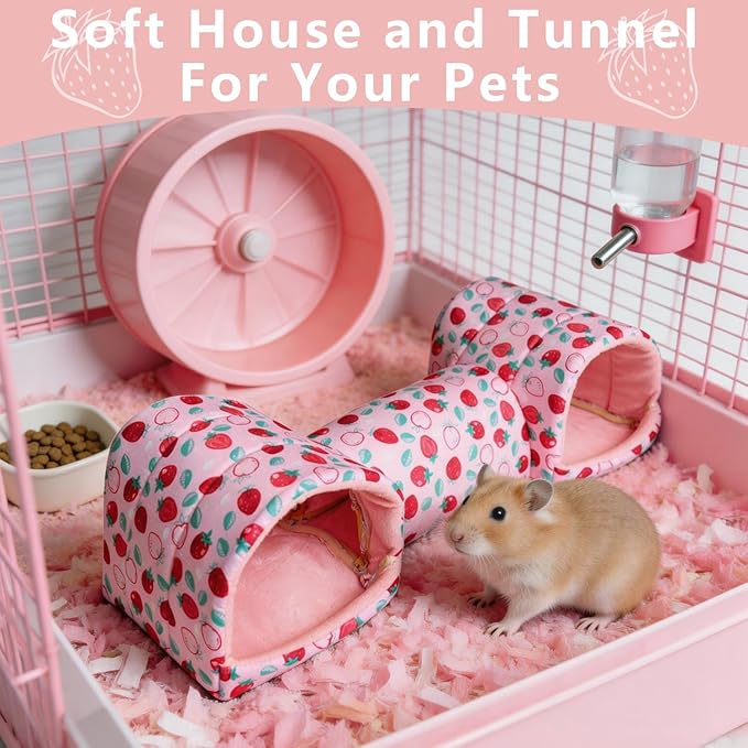 Guinea Pig Hideout Tunnel，Hamster Bed Small Animal Hideaway Tube House for Rat Mice Parrot Chinchilla Hedgehog Flying Squirrel Resting Sleeping Playing Washable Warm Bed Plush Nest Habitats